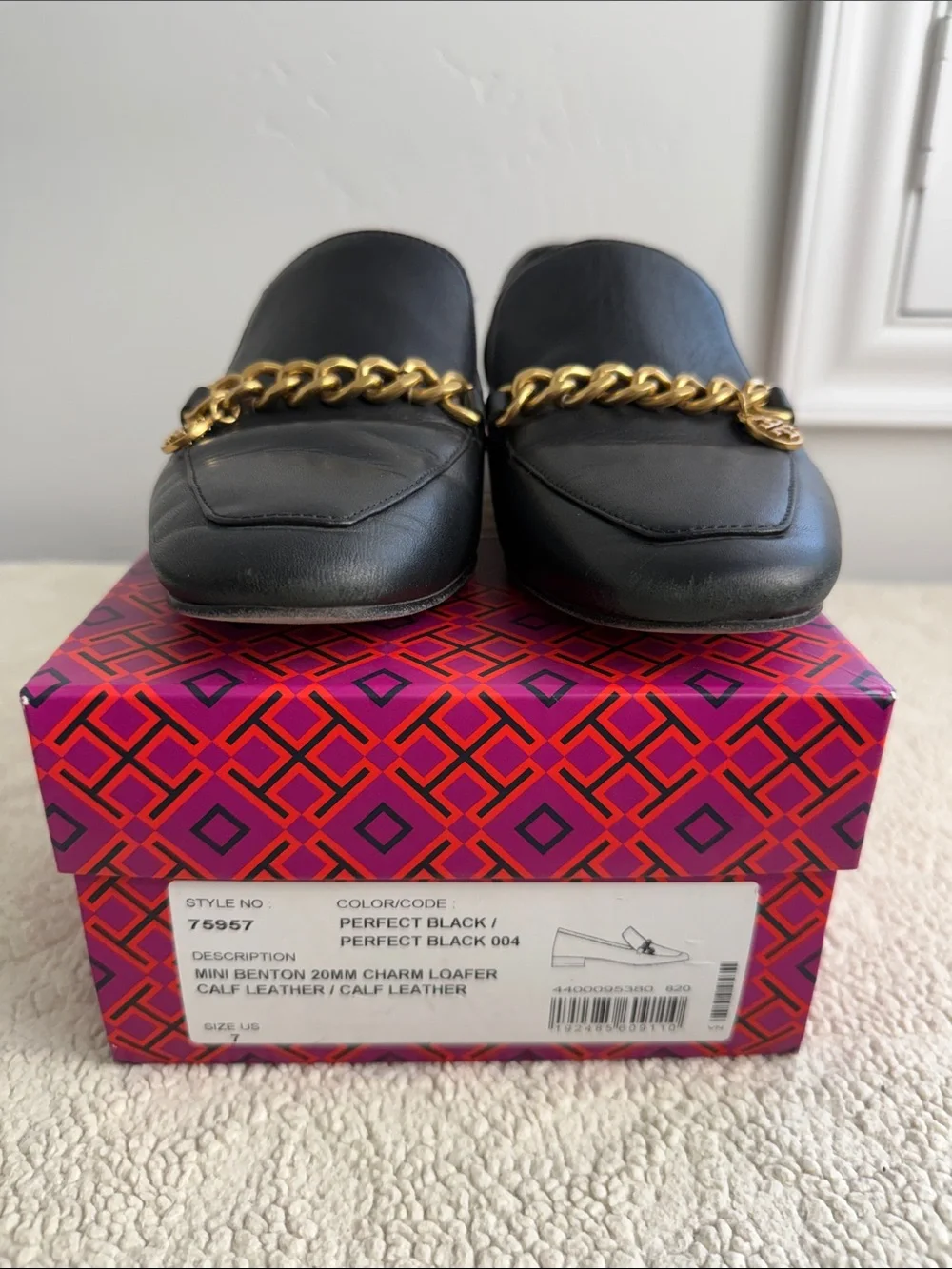 Tory Burch Black Charm Loafers Size 7.5